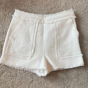 cinq a sept 5 a 7 Cream Cotton Knit Frayed Fringed Allen Shorts Size 10
